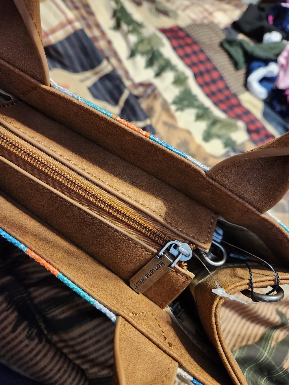 Montana West Turquoise, Orange & Tan Aztec Fringe Tote - Picture 4 of 8